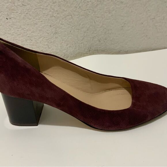 J Crew Womens size 9.5 Heels Pumps Suede Cabernet Shoes - Picture 1 of 12